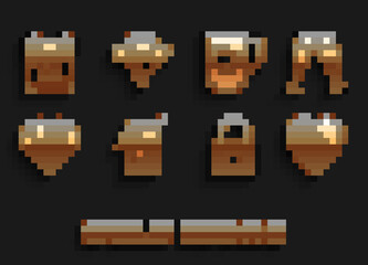 Set Heart tag, Glass of champagne, Candy in heart shaped box, Lock, Coffee cup, Calendar with February 14 and Balloons form icon. Vector