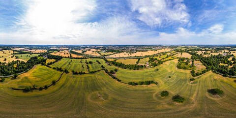 Hi Aerial 360 VR of English farmland and countryside