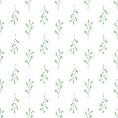 Seamless floral pattern with elegant plant leaves. Decorative vector background. Botanical texture. 