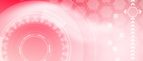  Red abstract technology background with hexagons 