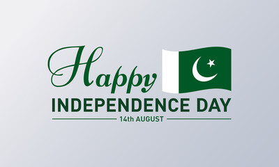 14Th of august happy pakistan independence day. Vector template for banner, greeting card, poster of pakistan independence day celebration. Waving pakistan flag. Vector illustration. - obrazy, fototapety, plakaty