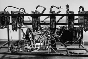 Computer graphics on cryptocurrency mining rig