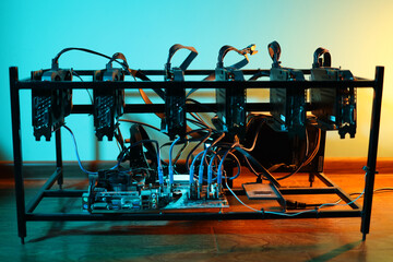Cryptocurrency mining rig at home