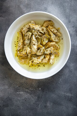 artichoke canned food healthy meal food snack on the table copy space food background rustic top...