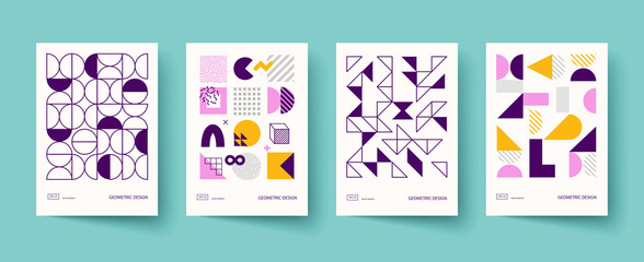 Trendy covers design. Minimal geometric shapes compositions.