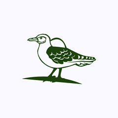 bird on a branch. Minimal bird line logo icon illustration isolated on white background