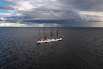 Sailboat "Sedov" in the parking lot in the Gulf of Finland. July 2022