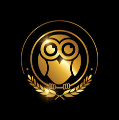Golden Owl Symbol Logo Sign
