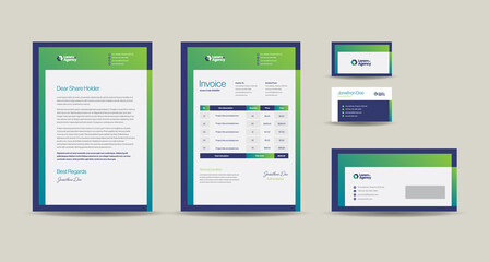 Corporate Business Branding Identity Design or Stationery Design  Letterhead  Business Card Invoice  Envelope  Startup Design