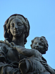 Liege, Belgium - July 2022 : Visit the beautiful city of Liege - The Burning City - View on the multiple sculptures 