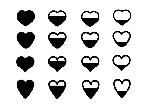 Heart icon black filled with love. Love level. Modern flat sign for design and decoration. Simple outline style. Vector image.