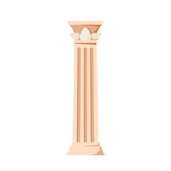 Antique Pillar Grooves Ornament, Isolated Facade Design Element On White Background. Ancient Classic Stone Column