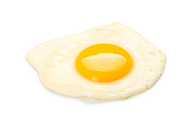 Delicious fried egg on white background