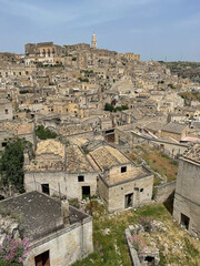 Fototapeta na wymiar Matera Cityscape displaying unique stone hilltop city