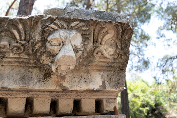 Fototapeta na wymiar PHASELIS ANCIENT CITY, historical texture from Phrygians., Antalya Turkey.
