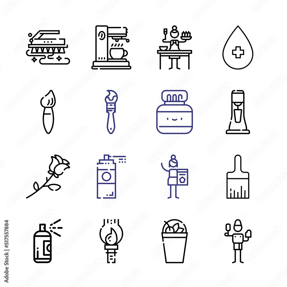 Poster latte icon set with line icons. modern thin line style. suitable for web and mobile icon. vector ill