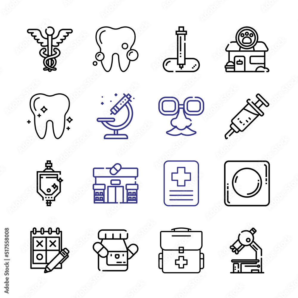 Poster clinic icon set with line icons. modern thin line style. suitable for web and mobile icon. vector il