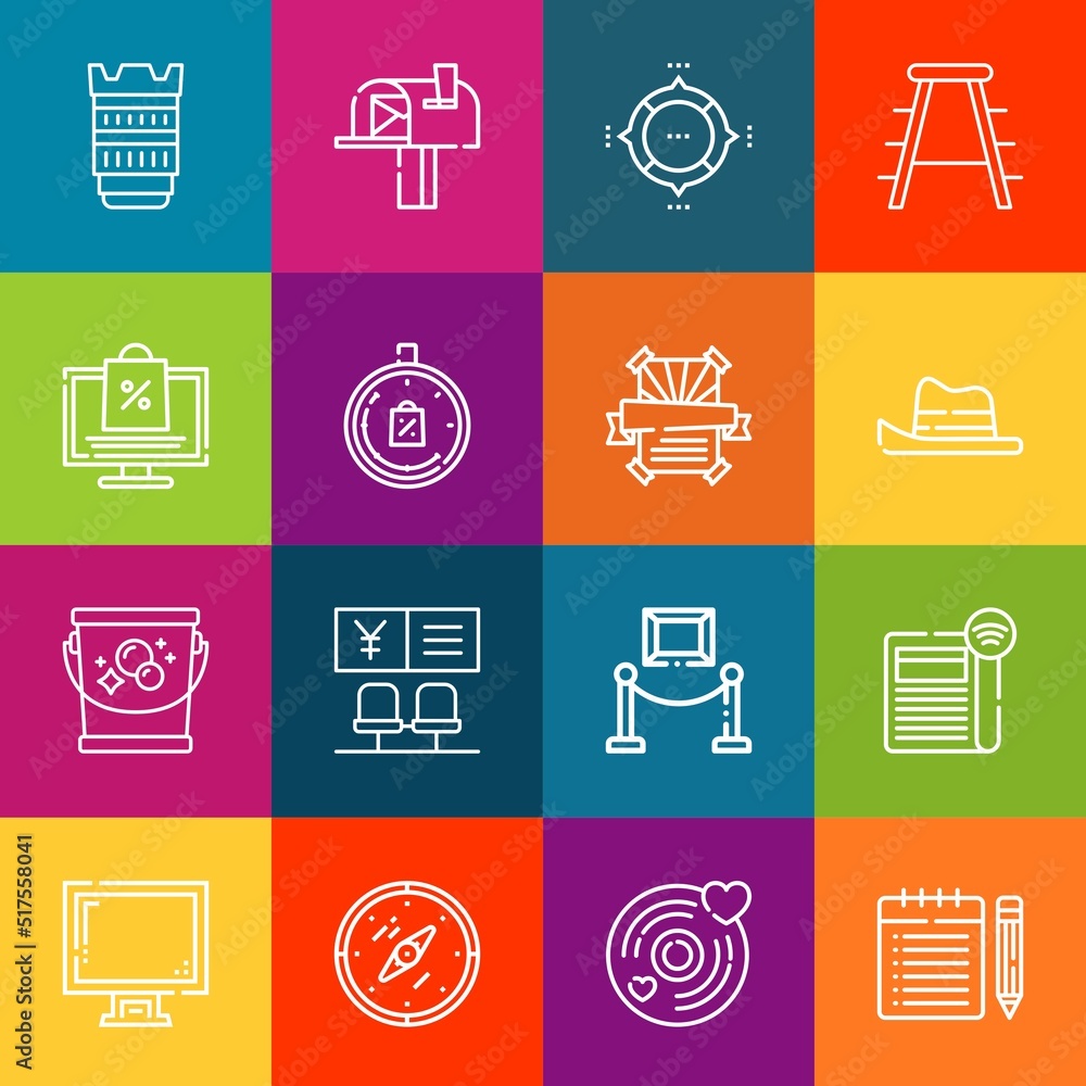 Poster modern thin line icons set of sing elements. premium quality outline symbol collection. simple mono 