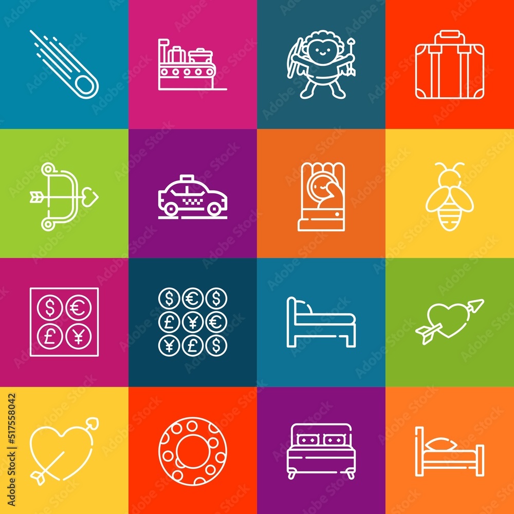 Poster modern thin line icons set of lying elements. premium quality outline symbol collection. simple mono