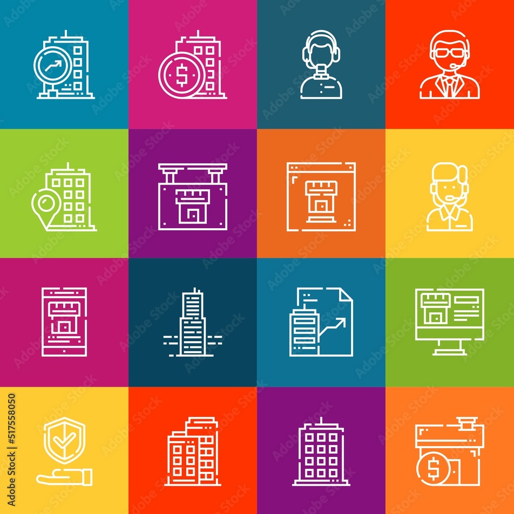 Poster modern thin line icons set of agent elements. premium quality outline symbol collection. simple mono