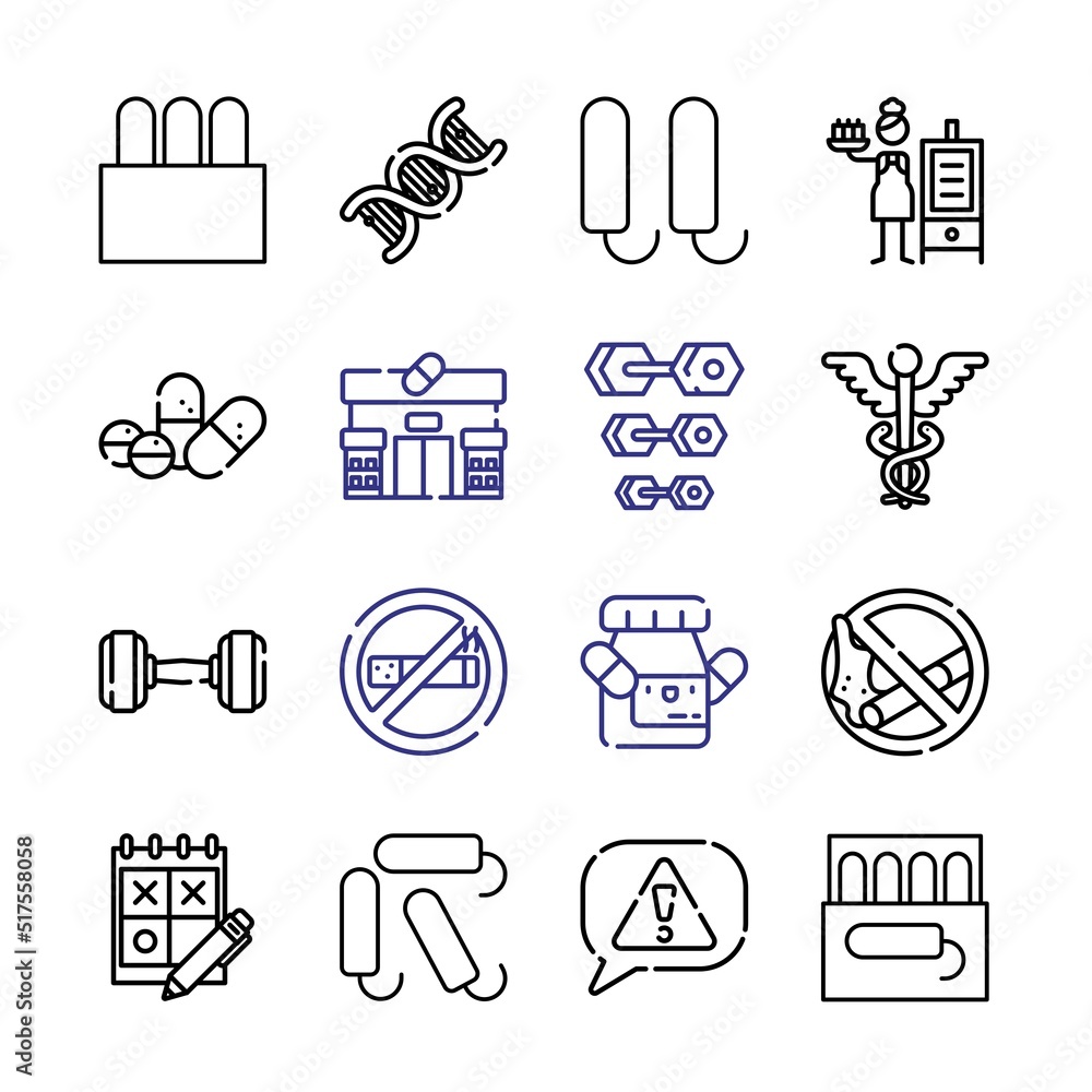 Poster health icon set with line icons. modern thin line style. suitable for web and mobile icon. vector il