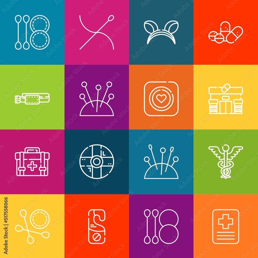 Aufkleber modern thin line icons set of aid elements. premium quality outline symbol collection. simple mono l