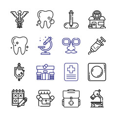 clinic Icon Set with line icons. Modern Thin Line Style. Suitable for Web and Mobile Icon. Vector illustration EPS 10.
