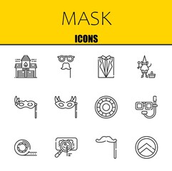 mask vector line icons set. fire station, mask and suit Icons. Thin line design. Modern outline graphic elements, simple stroke symbols stock illustration