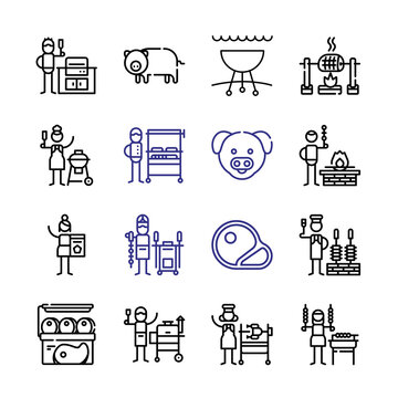 barbecue Icon Set with line icons. Modern Thin Line Style. Suitable for Web and Mobile Icon. Vector illustration EPS 10.