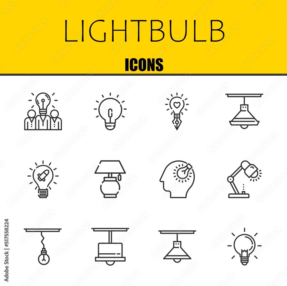 Aufkleber lightbulb vector line icons set. idea, idea and idea icons. thin line design. modern outline graphic