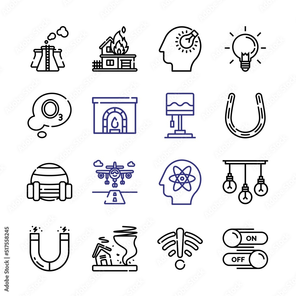 Poster energy icon set with line icons. modern thin line style. suitable for web and mobile icon. vector il
