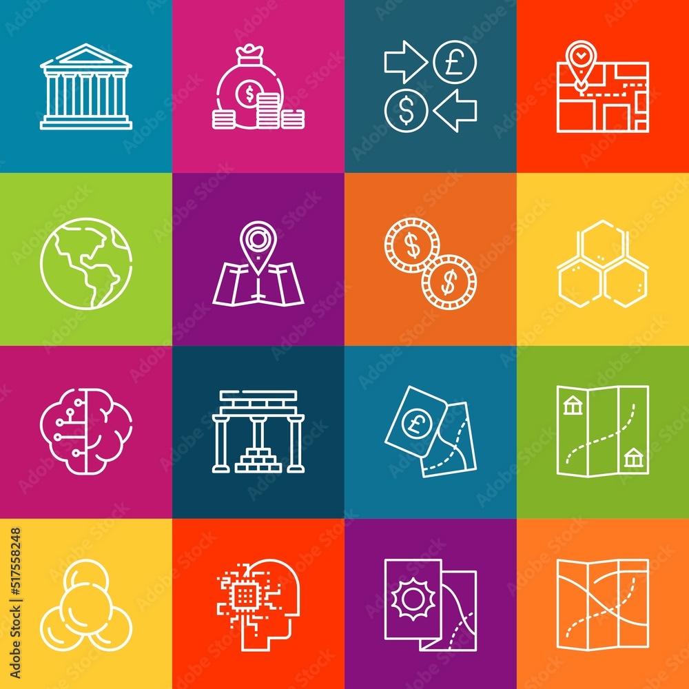 Aufkleber modern thin line icons set of euro elements. premium quality outline symbol collection. simple mono 