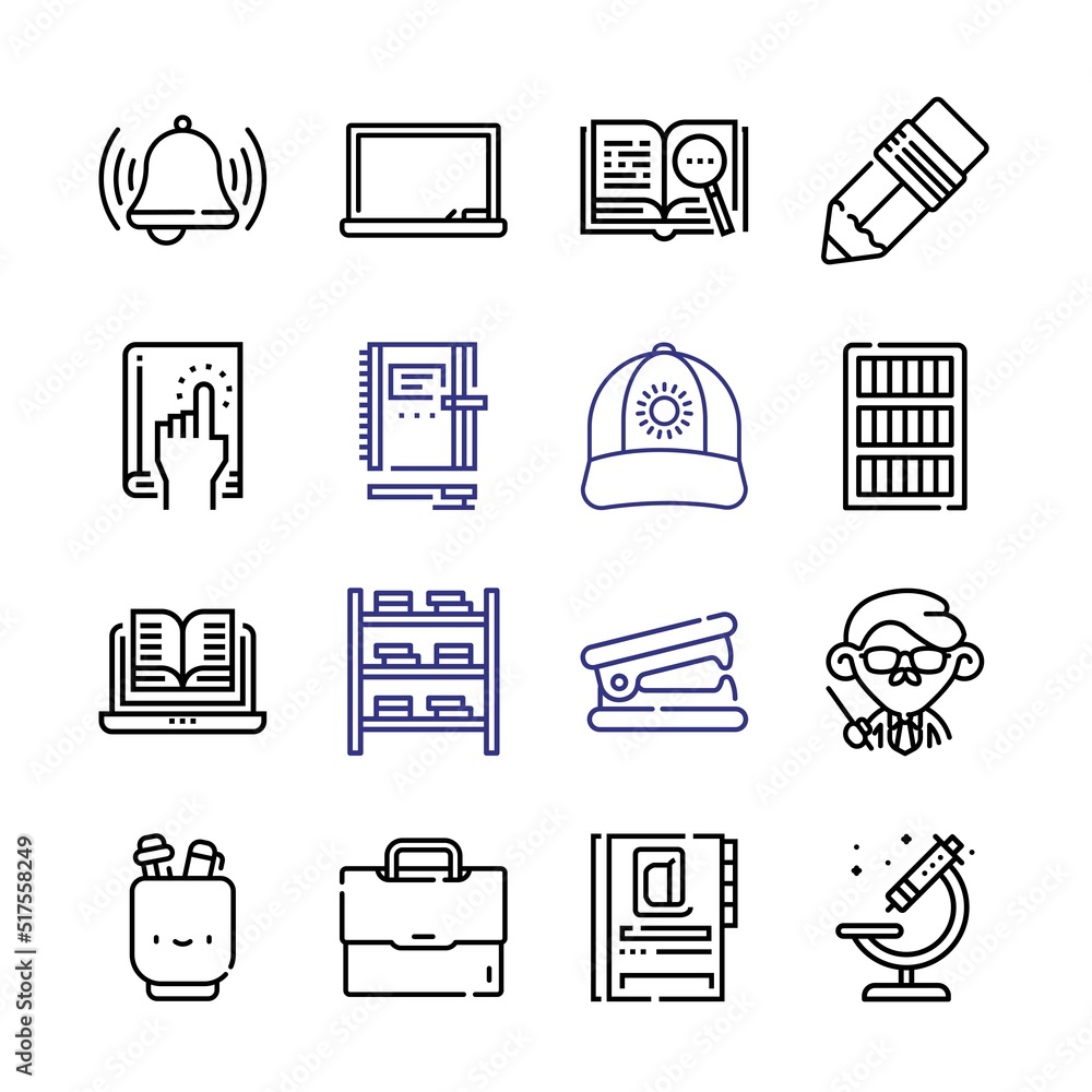 Poster school icon set with line icons. modern thin line style. suitable for web and mobile icon. vector il