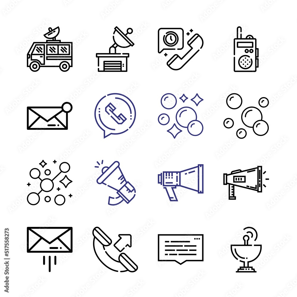 Aufkleber communicate icon set with line icons. modern thin line style. suitable for web and mobile icon. vect