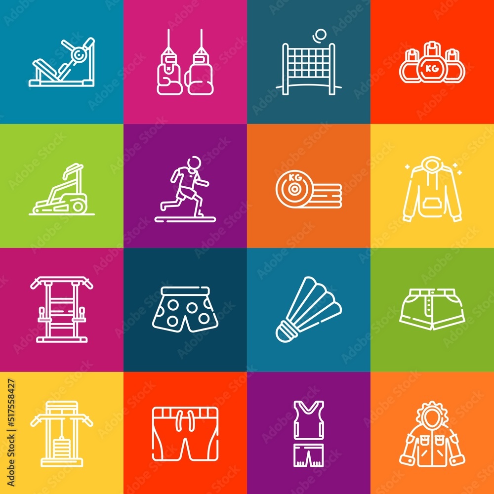Poster modern thin line icons set of sports elements. premium quality outline symbol collection. simple mon