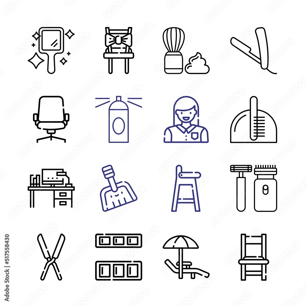 Poster hair icon set with line icons. modern thin line style. suitable for web and mobile icon. vector illu