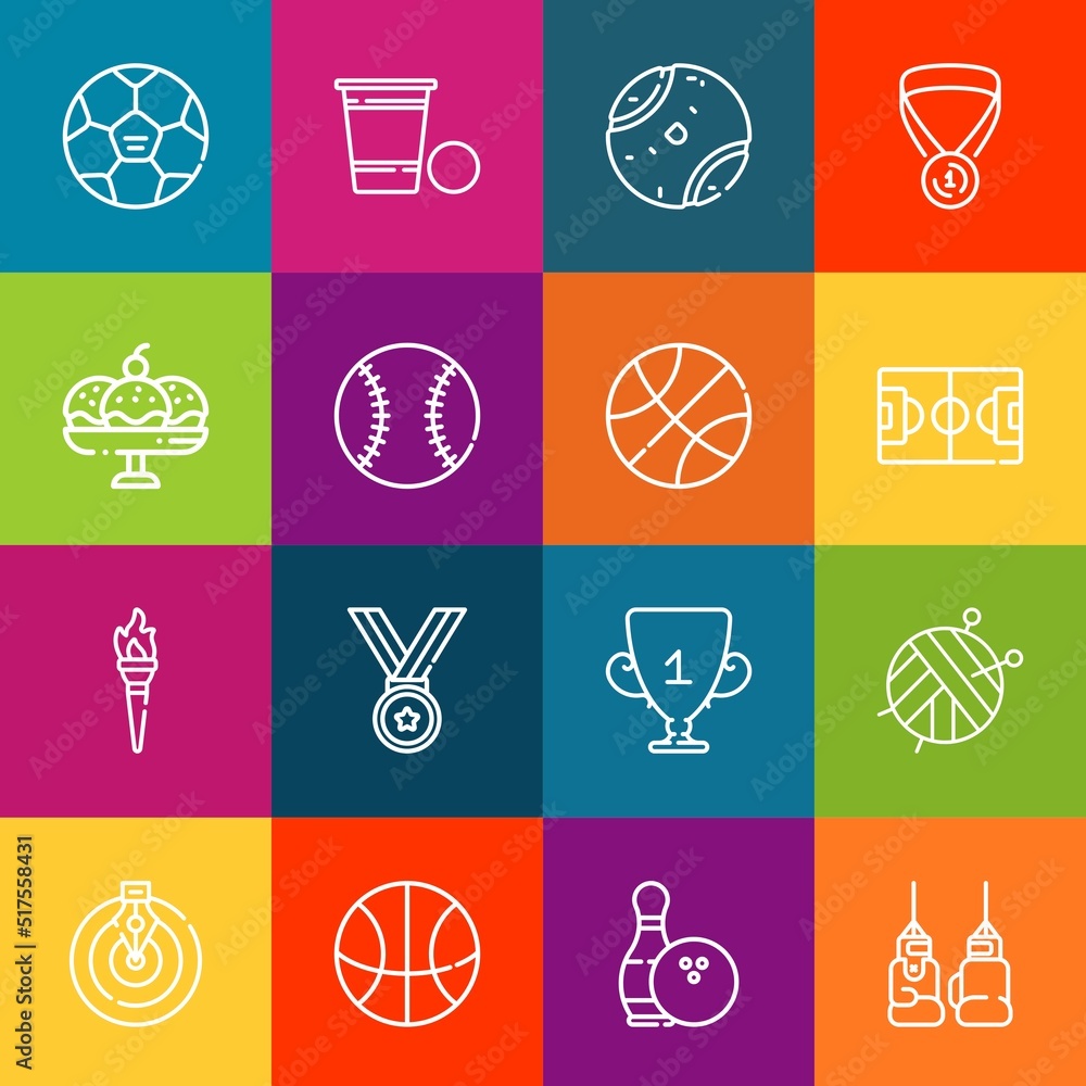 Poster modern thin line icons set of champion elements. premium quality outline symbol collection. simple m
