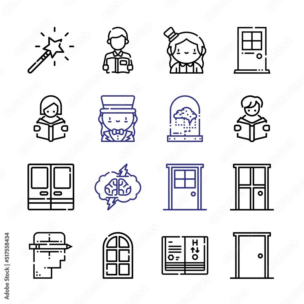 Poster imagination icon set with line icons. modern thin line style. suitable for web and mobile icon. vect