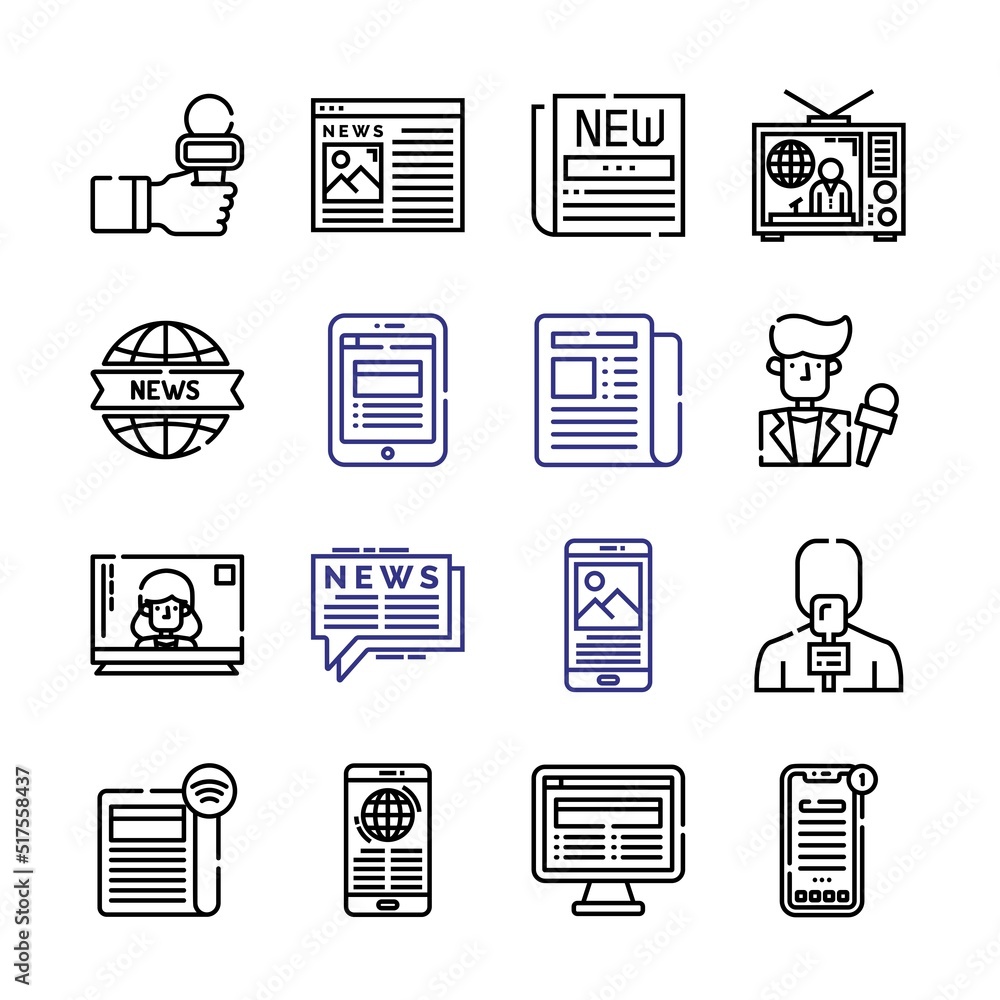 Poster breaking icon set with line icons. modern thin line style. suitable for web and mobile icon. vector 