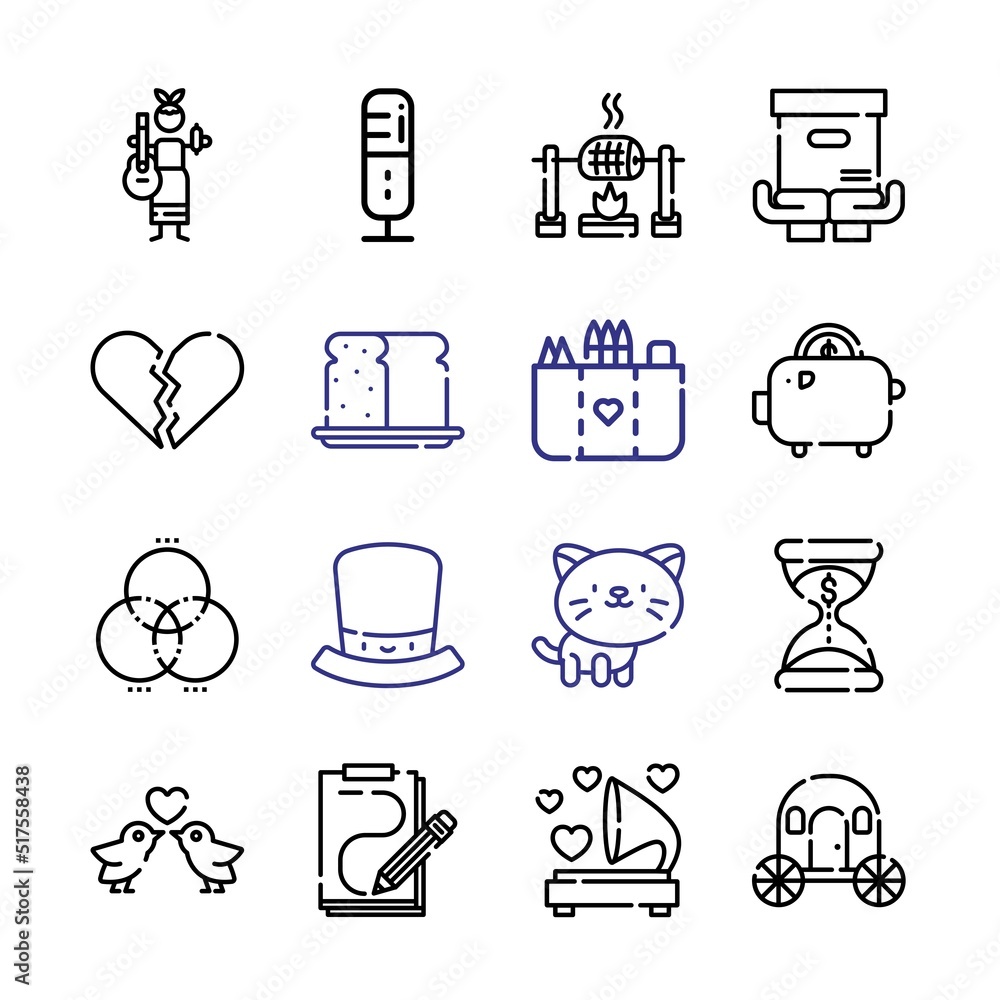 Poster retro icon set with line icons. modern thin line style. suitable for web and mobile icon. vector ill