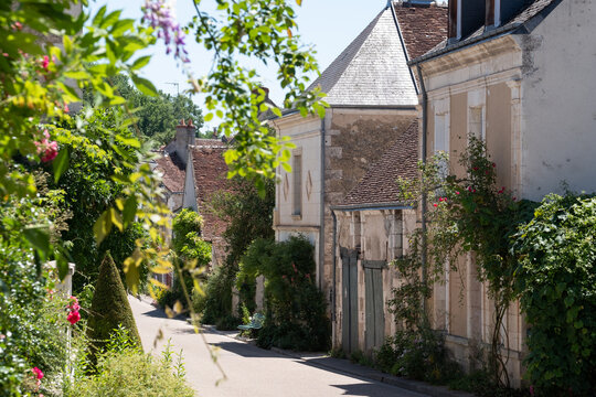 The small village of Chedigny in the Loire Valley, central France. The village has been turned into a giant garden and is known as a garden village or 'Remarkable Garden'. It bursts with colour.