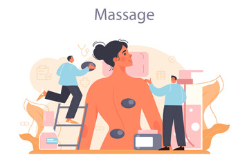 Masseur concept. Massage back treatment and relaxation therapy