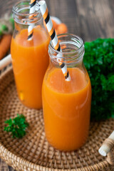 fresh carrot juice with herbs