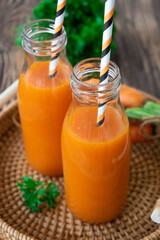 fresh carrot juice with herbs
