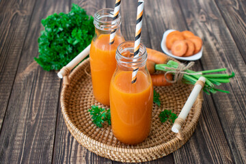 fresh carrot juice with herbs