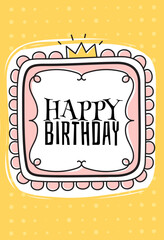 Happy birthday card template in girlish cute princess style