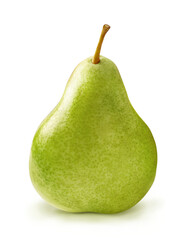 Green pear on white background. Fresh pear isolated.