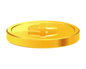Golden money. Rotating gold coin.
