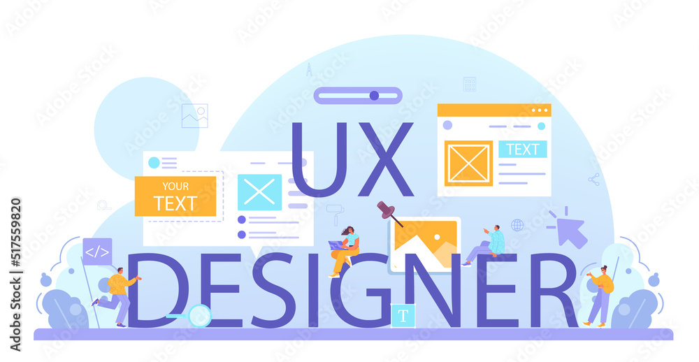 Poster ux designer typographic header. app interface improvement. user interface