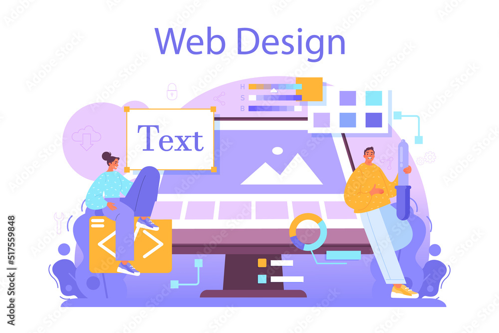 Poster web designer concept. interface and content design and development.
